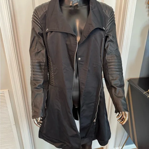 bebe Black Leather Long Jacket - Picture 6 of 6